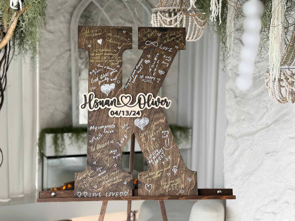 Personalized Engraved Wood Letter Guest Book alternative - Wooden Letter - Wedding Decor