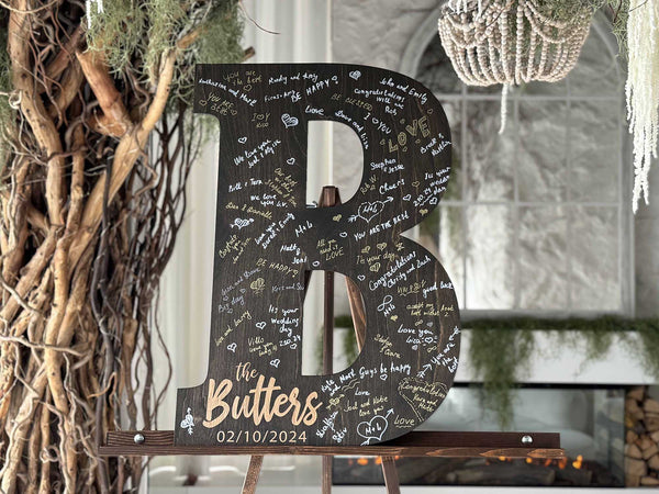 Guest Book Alternative - Custom Wedding Guest Book Decor - Letter Wood Wedding Sign