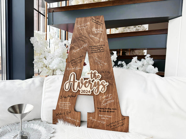 Personalized Guest Book Sign - Wedding Guest Book Alternative Letter -  Wedding Reception Table Decor - Wood Letters